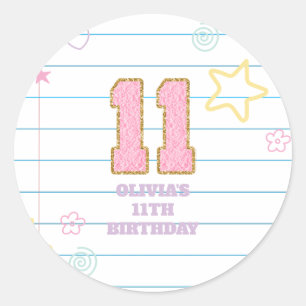 Sticker Rond Cahier Varsity prépa pastel patch 11e anniversaire