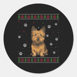 Sticker Rond Cairn Terrier Chandail de Noël Xmas Animal de comp
