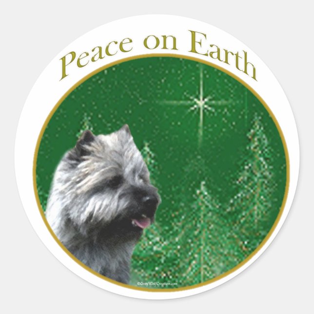 Sticker Rond Cairn Terrier Paix (Devant)