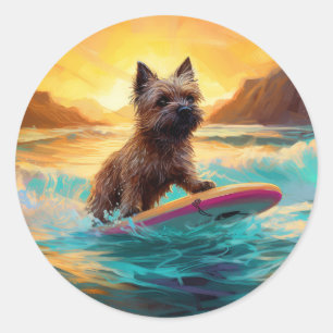 Sticker Rond Cairn Terrier Plage Surf Peinture