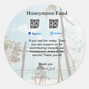 Sticker Rond Caisse de lune de miel venomo paypal don Q R coupl