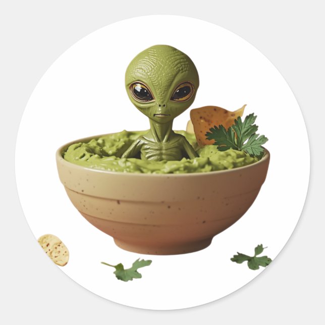 Sticker Rond Cake Alien – Cute Surreal Dessert Art (Devant)
