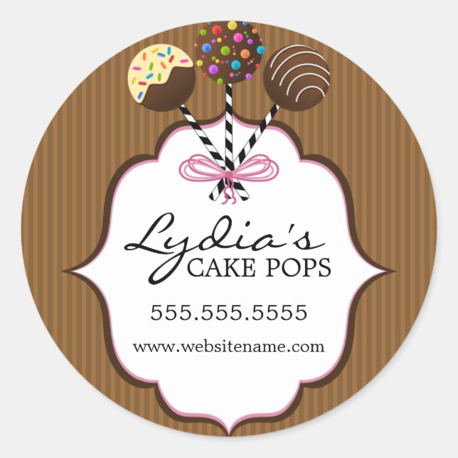 Sticker Rond Cake Pops Boulangerie Boîte Sceau (Devant)
