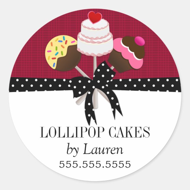 Sticker Rond Cake Pops Burgundy Box Seaux (Devant)