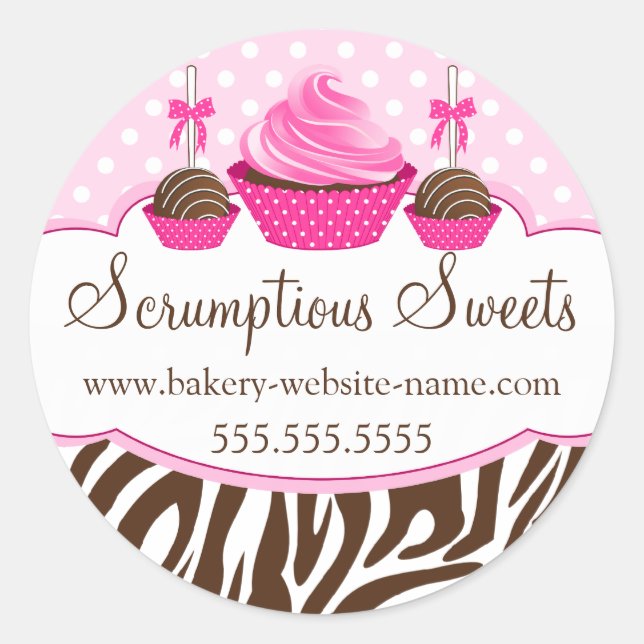 Sticker Rond Cake Pops Cupcake Boulangerie Coffret Cachets (Devant)