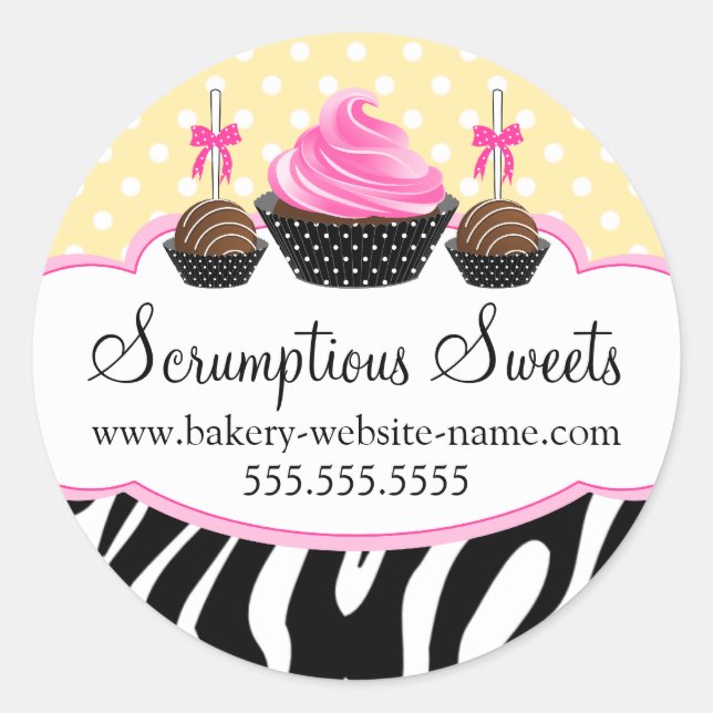 Sticker Rond Cake Pops Cupcake Boulangerie Coffret Cachets (Devant)
