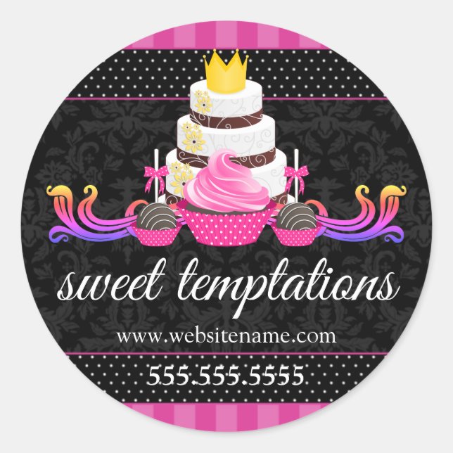 Sticker Rond Cake Pops Cupcake Cake Bakery Box Seaux (Devant)