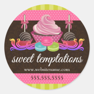 Sticker Rond Cake Pops Cupcake Macaron Boulangerie Cachets