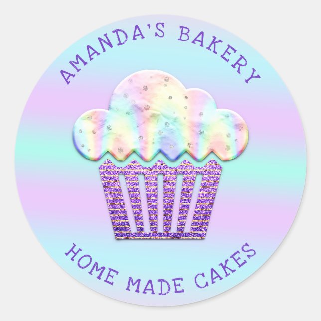 Sticker Rond Cakes Sweet Cupcake Accueil Vegan Bakery Bleu pour (Devant)