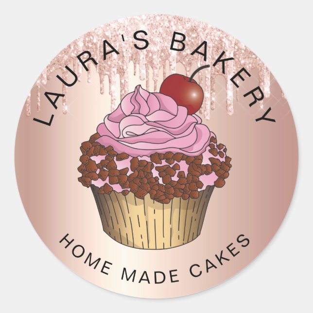 Sticker Rond Cakes Sweets Cupcake Accueil Boulangerie Girly Aqu (Devant)