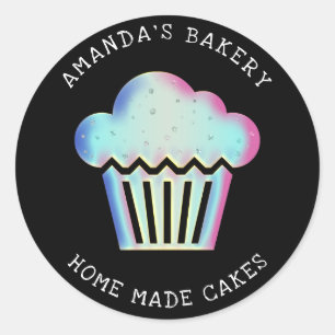 Sticker Rond Cakes Sweets Cupcake Accueil Boulangerie Holograph
