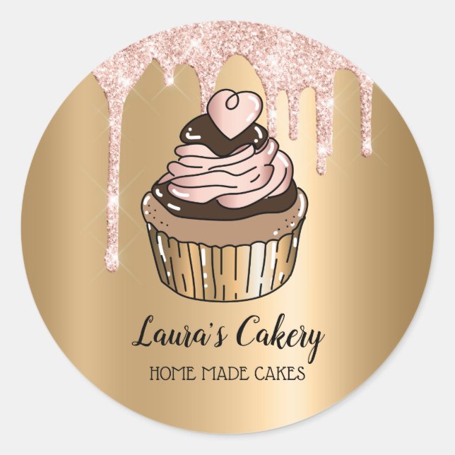 Sticker Rond Cakes & Sweets Cupcake Accueil Boulangerie Laisser (Devant)