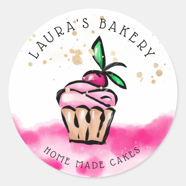 Sticker Rond Cakes & Sweets Cupcake Accueil Boulangerie mignonn (Devant)