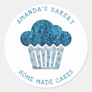 Sticker Rond Cakes Sweets Cupcake Home Boulangerie 3D Blue Navy