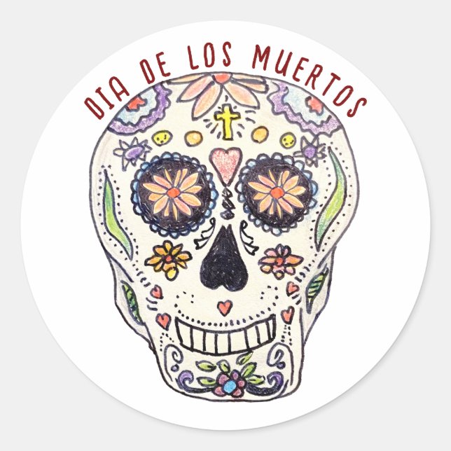Sticker Rond Calavera Dia De Los Muertos (Devant)