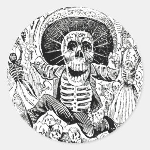 Sticker Rond Calavera Oaxaqueña par José Guadalupe Posada 190