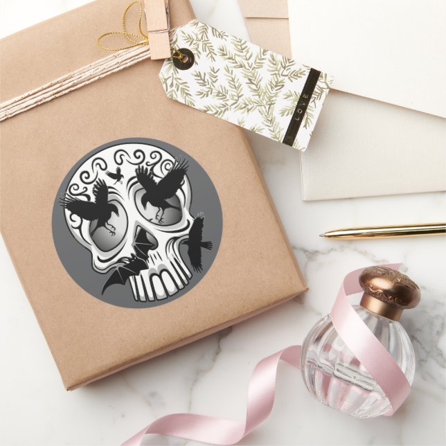 Sticker Rond Calaveras décoratives Halloween (Cadeaux)
