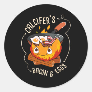 Sticker Rond Calcifers Bacon Et Œuf I Cuisine De Camping I Baco