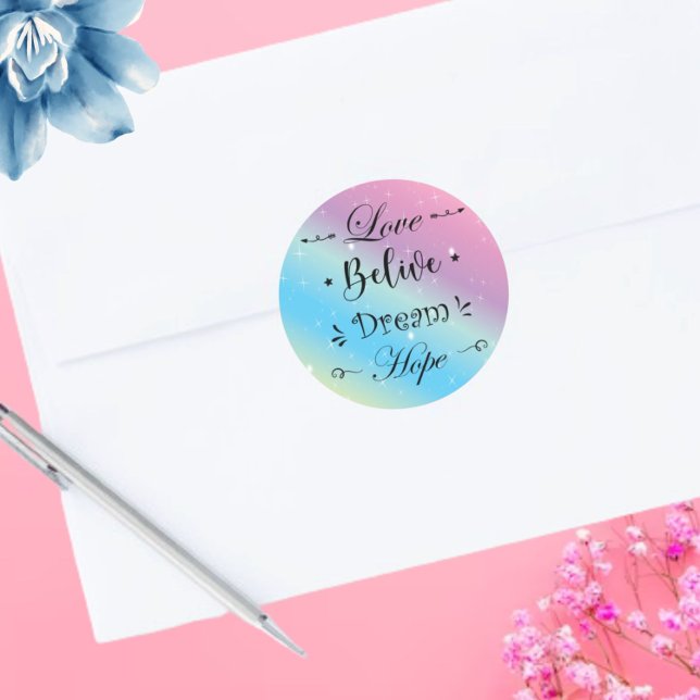 Sticker Rond Calcomanía color degradado motivacion  (Moderna pegatina con frase motivacional para toda ocasion)