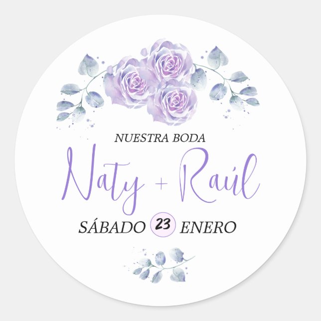 Sticker Rond Calcomanía Floral en Tonos Lilas (Devant)