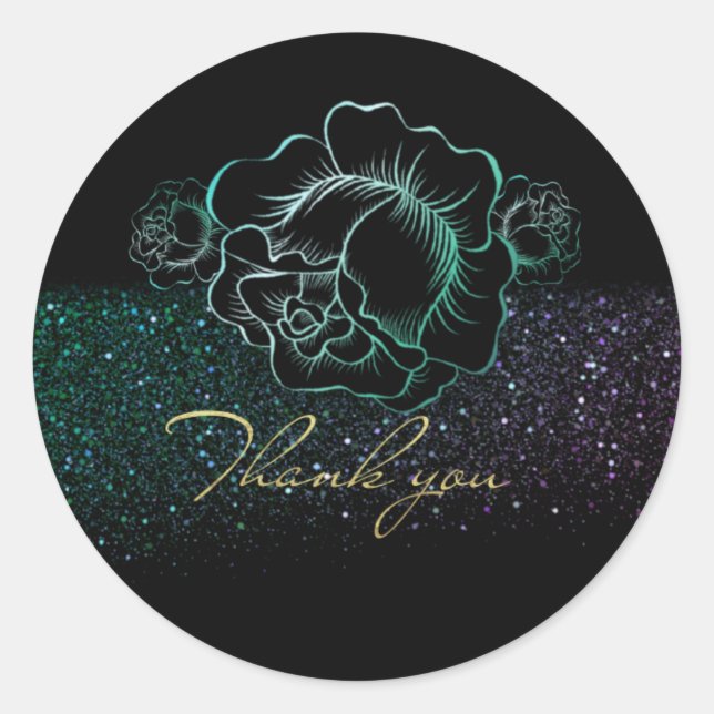 Sticker Rond Calcomanía redonda con rosas y purpurpurina (Devant)