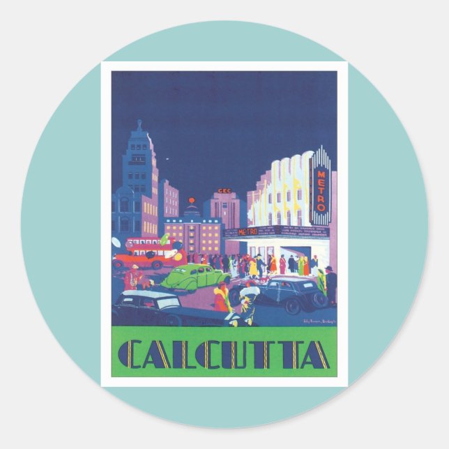 Sticker Rond Calcutta vintage Kolkata Inde (Devant)
