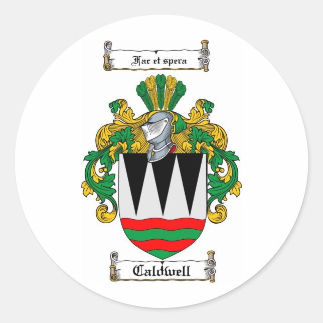 STICKER ROND CALDWELL FAMILLE CREST - CALDWELL COAT DES ARMES (Devant)