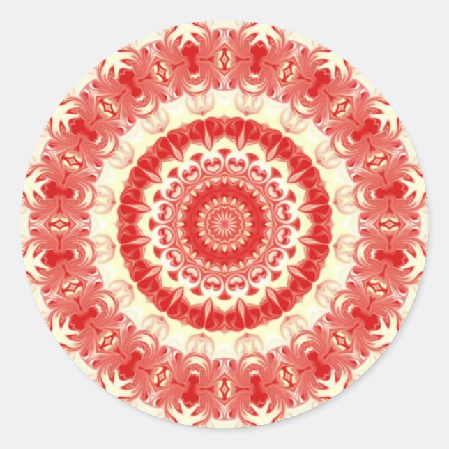 Sticker Rond Caléidoscope de fraises et de crème (Devant)