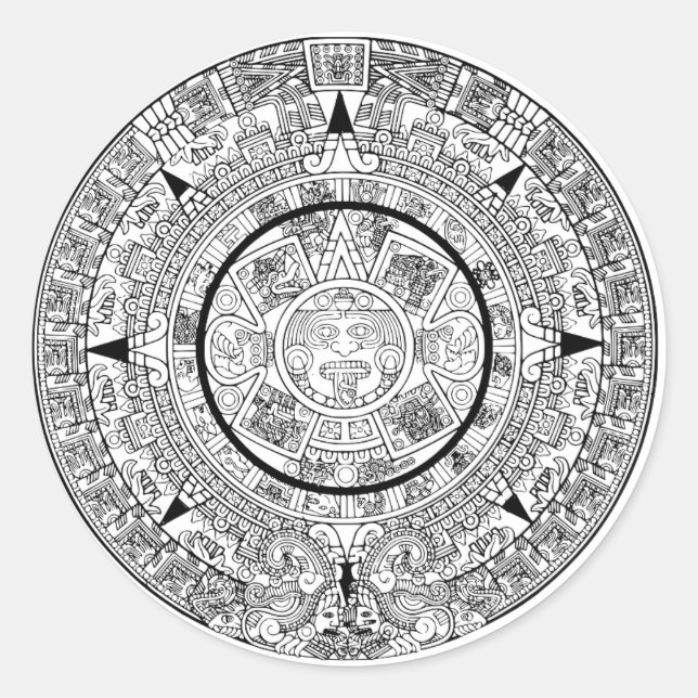 Sticker Rond Calendrier du disque solaire Aztec (Devant)