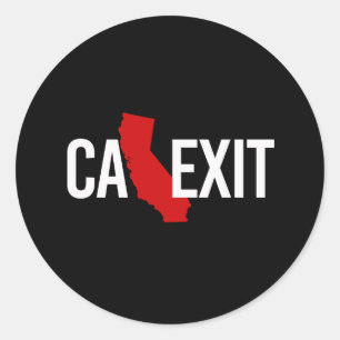 Sticker Rond Calexit - sortie de la Californie - blanc rouge -