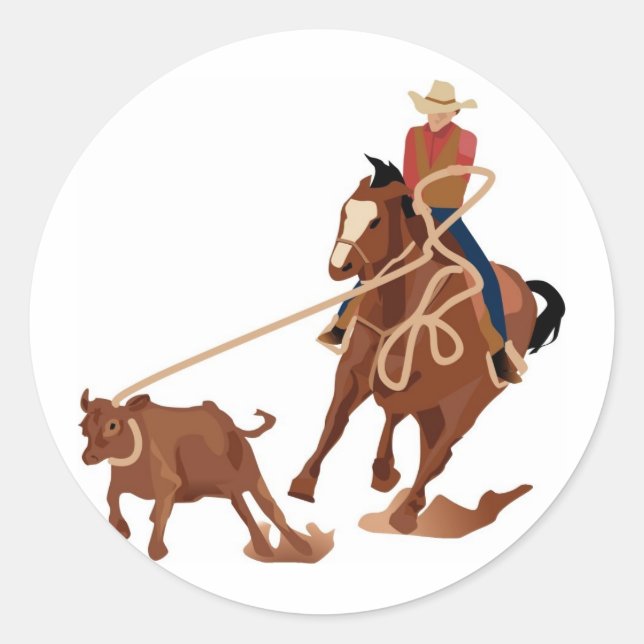 Sticker Rond Calf Roping (Devant)
