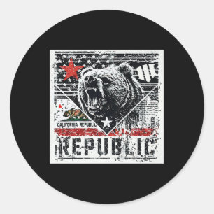 Sticker Rond Cali Grizzly Grit - Graphic Tee Premium