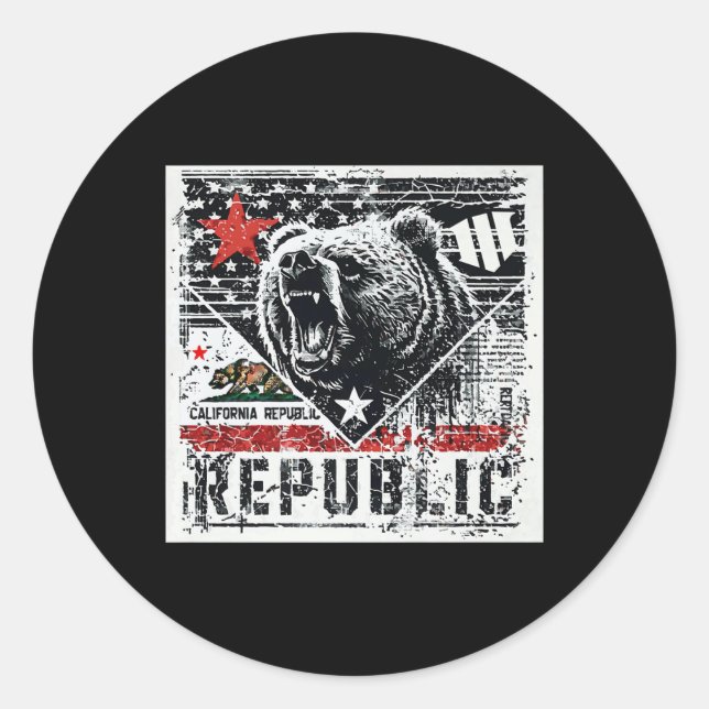 Sticker Rond Cali Grizzly Grit - Graphic Tee Premium (Devant)