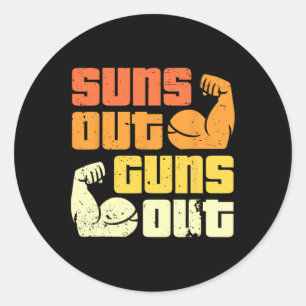 Sticker Rond Cali Style Bodybuilding Soleil en avant, bras en a
