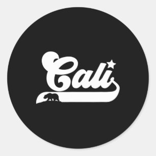 Sticker Rond Cali Vintage Californie Ours Usa État Beauté Desi