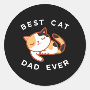 Sticker Rond Calico Chat Papa Meilleur Kitty Père Jamais