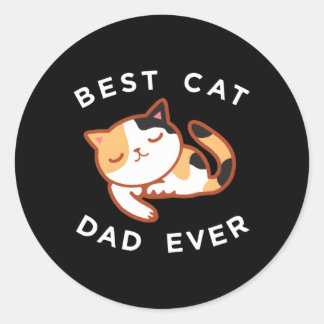 Sticker Rond Calico Chat Papa Meilleur Kitty Père Jamais