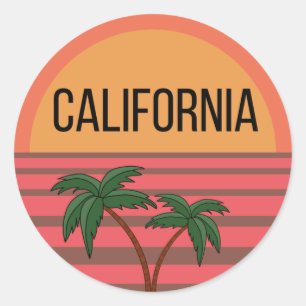 Sticker Rond California Cute Design Idées Cadeau Coucher de sol