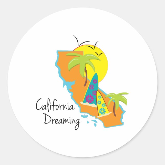 Sticker Rond California Dreaming (Devant)