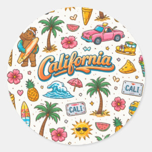 Sticker Rond California Sunshine