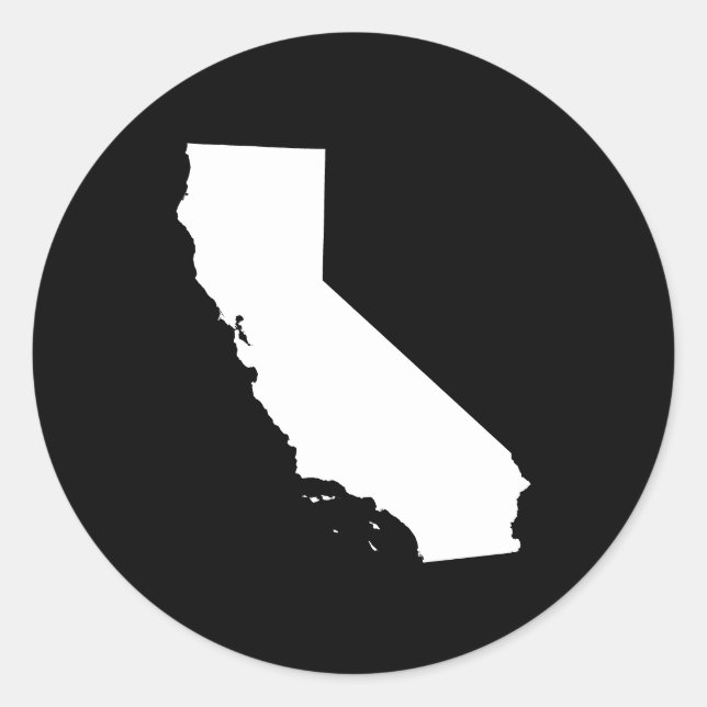Sticker Rond Californie en blanc et noir (Devant)
