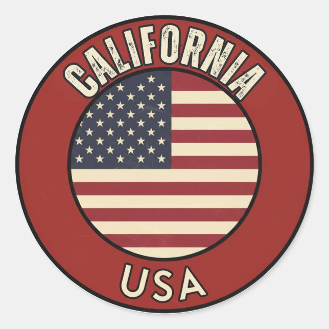 Sticker Rond Californie États-Unis (Devant)