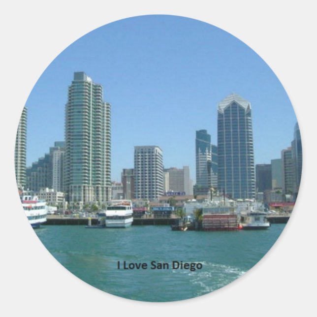 Sticker Rond Californie : J'aime San Diego (Devant)