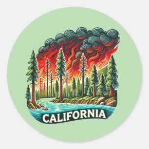 Sticker Rond CALIFORNIE Porte - clé D'INCENDIE