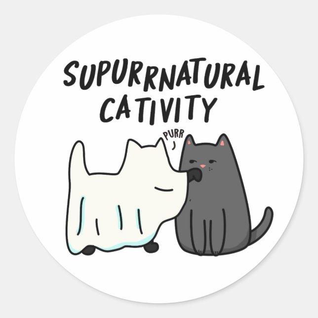 Sticker Rond Calinaturellement Créatif Pun de chat drôle  (Devant)