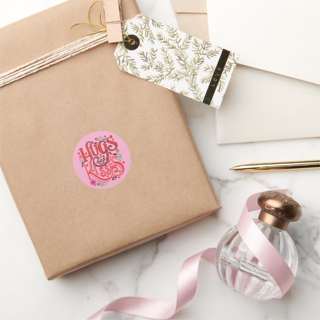 Sticker Rond Câlins & Baisers Fleur de Baiser— Rose Valen (Cadeaux)