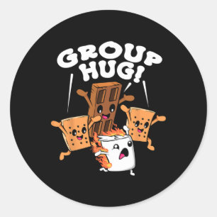 Sticker Rond Câlins de groupe drôles de camping Smores Marshmal