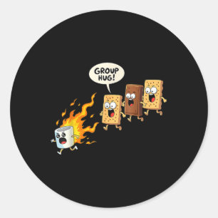 Sticker Rond Câlins de groupe Feu de camp Guimauves Drôles de c