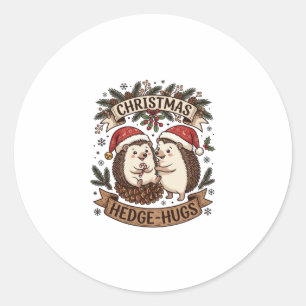Sticker Rond Calins de haie de Noël Chapeaux de Père Noël Floco
