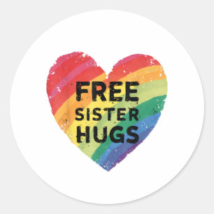 Sticker Rond Câlins gratuits de sœur LGBT Mois de la fierté gay